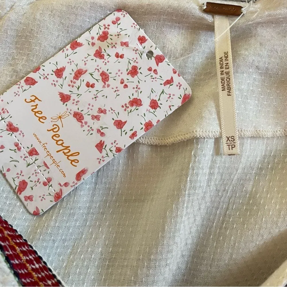 💥Host Pick!💥 NWT Free People Wild One Embroidered Ivory Peasant Mini Dress